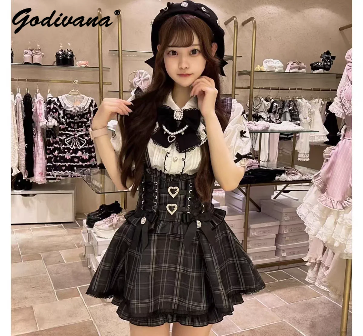 Japanese Liz Mass-produced Sweet Lace Bow Detachable Suspender Skirt Lolita Shirt Girl Women Two-piece Skirt Set Outfits
Japanese Liz Mass-produced Sweet Lace Bow Detachable Suspender Skirt Lolita Shirt Girl Women Two-piece Skirt Set Outfits