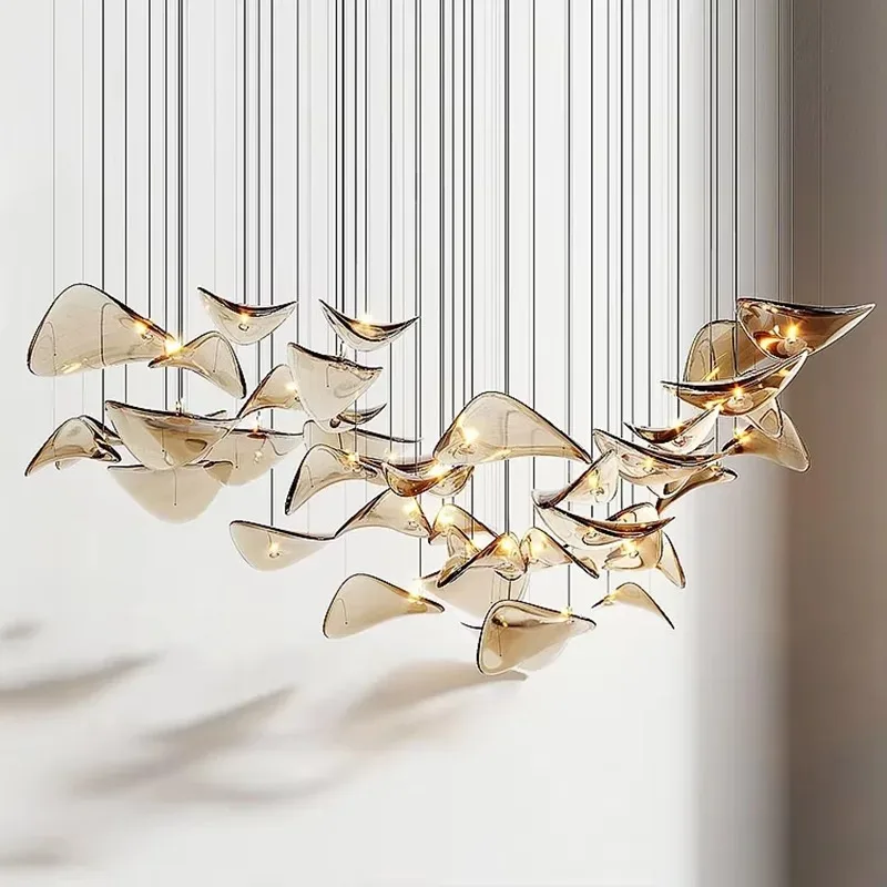 Lotus Leaf Custom Glass UFO Creative Chandelier Pendant Lighting Villa Living Room Banquet Exhibition Hall Bar Home Decor
Lotus Leaf Custom Glass UFO Creative Chandelier Pendant Lighting Villa Living Room Banquet Exhibition Hall Bar Home Decor