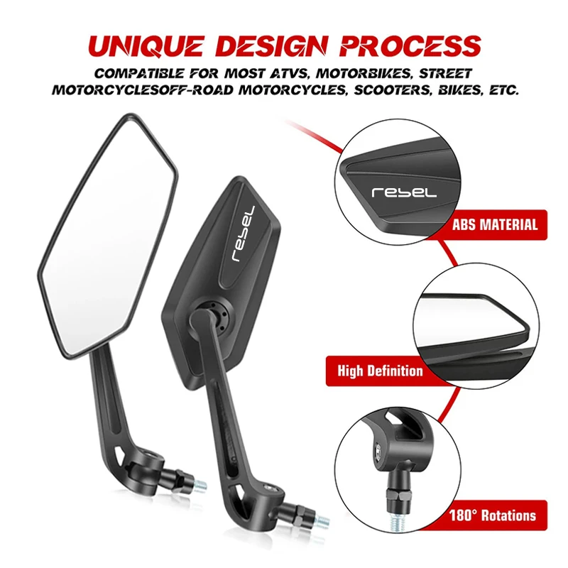 For HONDA REBEL1100 DCT 2023 CMX1100 Rebel 1100 M T Square Motorcycle Mirror Adjustable Rearview Mirror Easy Installation
For HONDA REBEL1100 DCT 2023 CMX1100 Rebel 1100 M T Square Motorcycle Mirror Adjustable Rearview Mirror Easy Installation