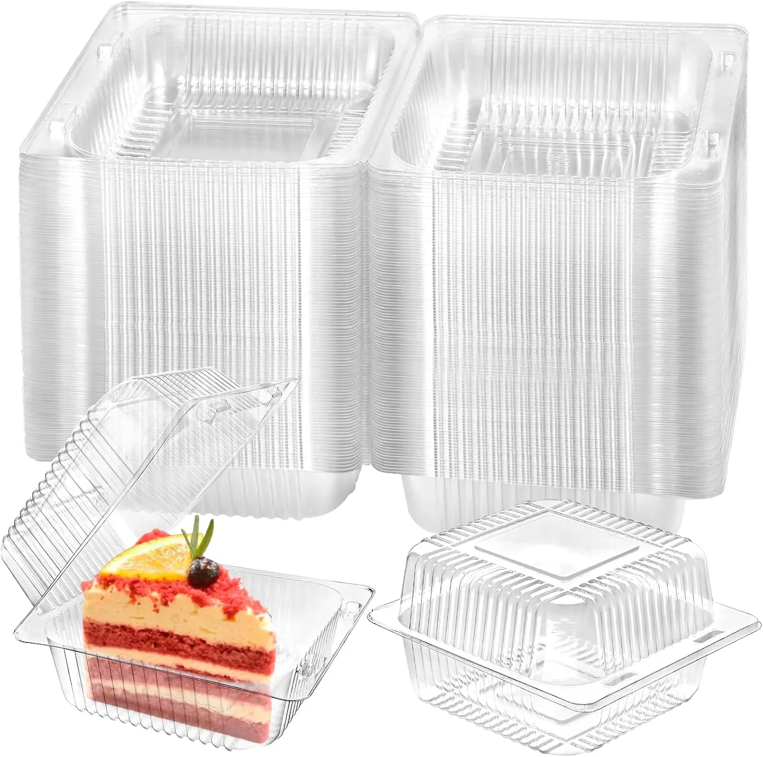 100 Pack Plastic Clamshell Food Containers with Hinged Lids, Disposable To Go Boxes for Cake, Salad, Sandwich, Dessert
100 Pack Plastic Clamshell Food Containers with Hinged Lids, Disposable To Go Boxes for Cake, Salad, Sandwich, Dessert