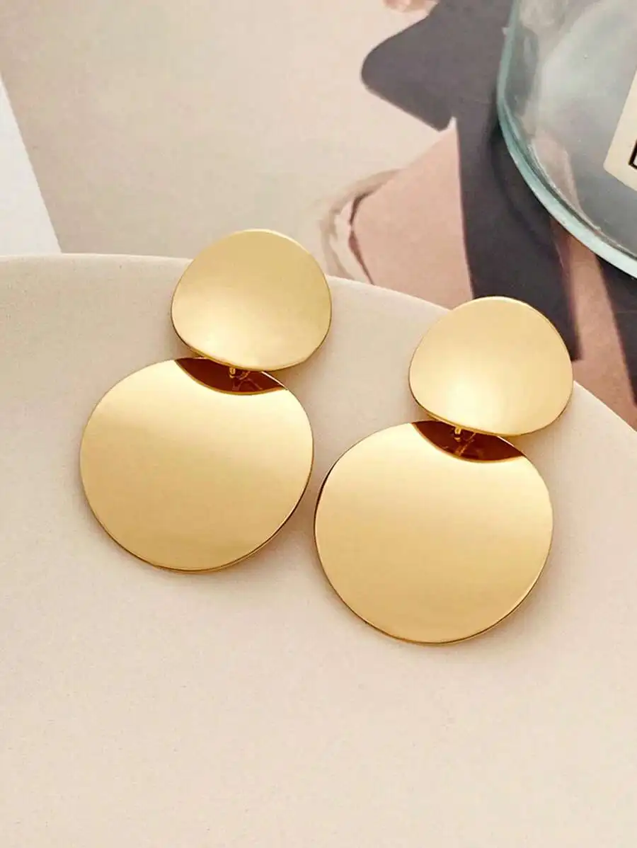 Gold-Tone Layered Double Round Disc Earrings With Smooth 3D Finish For Women
Gold-Tone Layered Double Round Disc Earrings With Smooth 3D Finish For Women