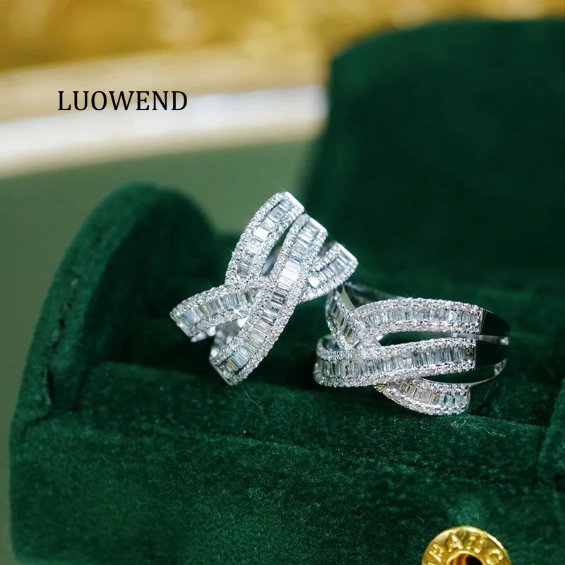 LUOWEND 100% 18K White Gold Rings Women Luxury Cross Shape 0.75carat Real Natural Diamond Cocktail Ring High Party Jewelry
LUOWEND 100% 18K White Gold Rings Women Luxury Cross Shape 0.75carat Real Natural Diamond Cocktail Ring High Party Jewelry