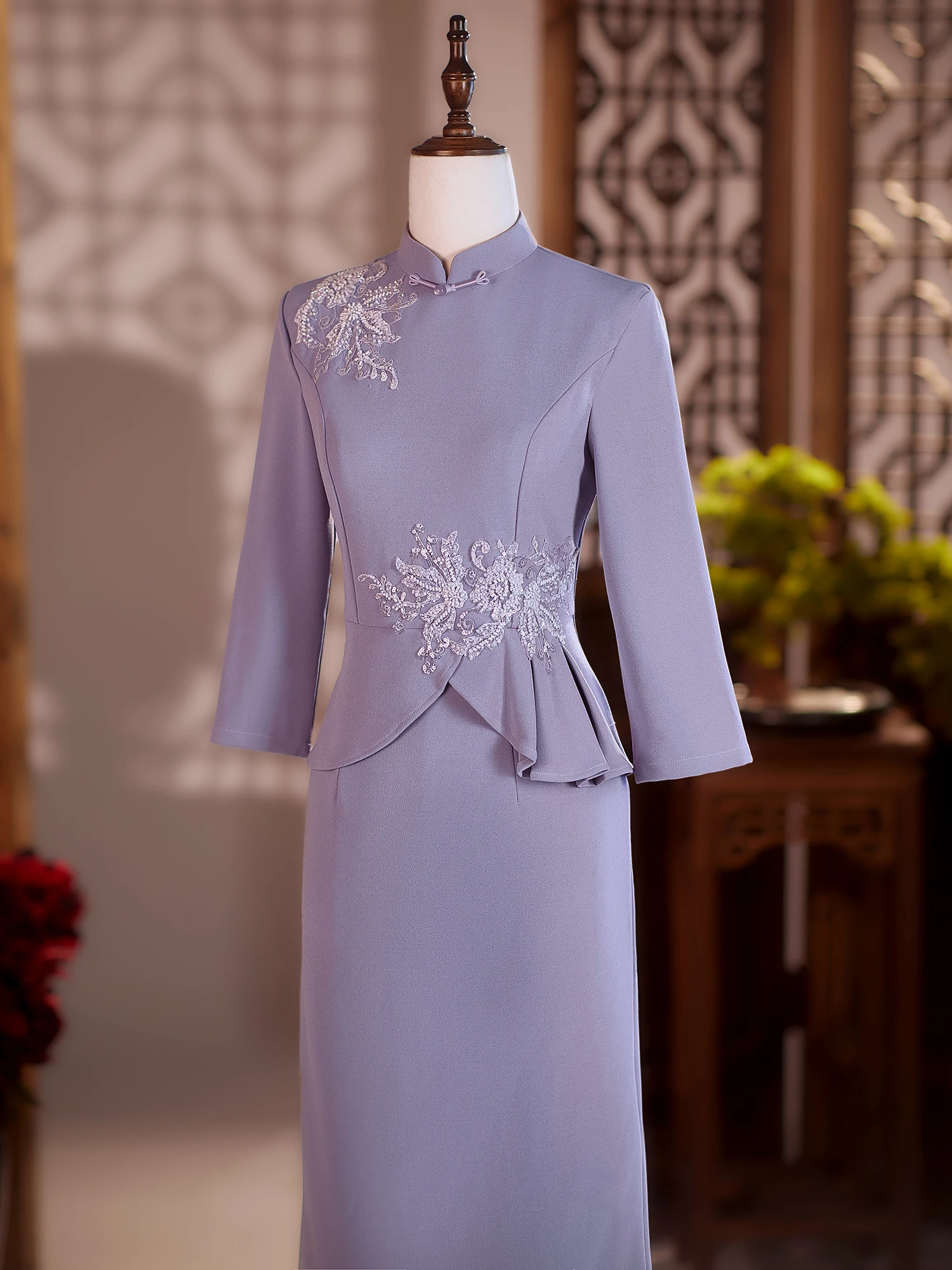 Purple Wedding Dr Midi Length for Mother of the Bride Vintage Sle Embroidered Polyester Fiber Long Sve
Purple Wedding Dr Midi Length for Mother of the Bride Vintage Sle Embroidered Polyester Fiber Long Sve