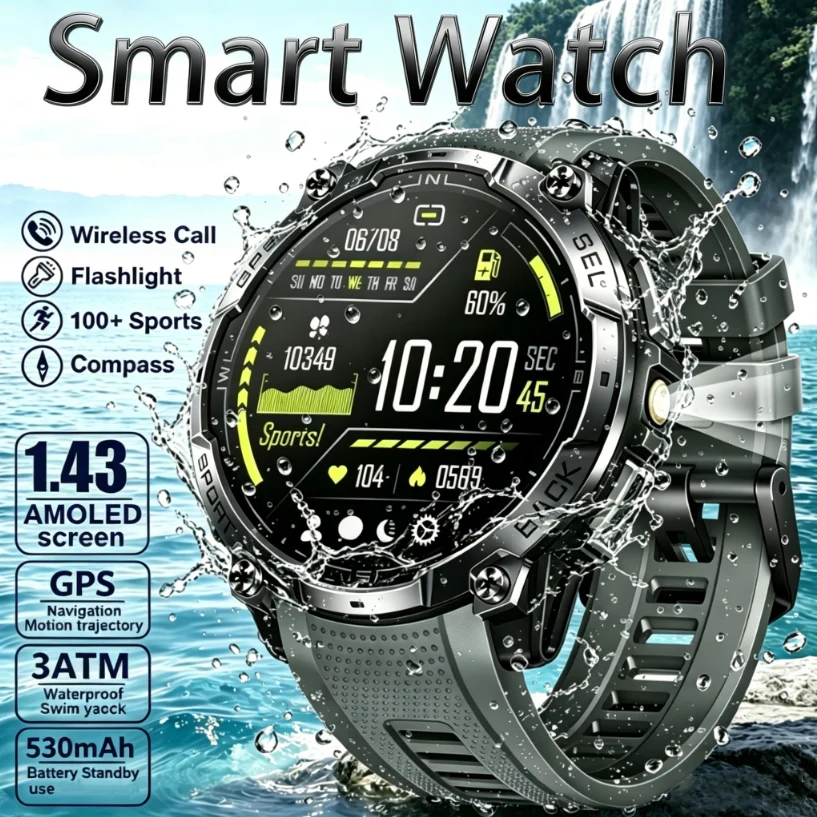 GPS Sports Smart Watch Compass AMOLED HD Display 530mAh 3ATM Bluetooth Call Sports Mode Flashlight Health Monitoring Smart Watch
GPS Sports Smart Watch Compass AMOLED HD Display 530mAh 3ATM Bluetooth Call Sports Mode Flashlight Health Monitoring Smart Watch
