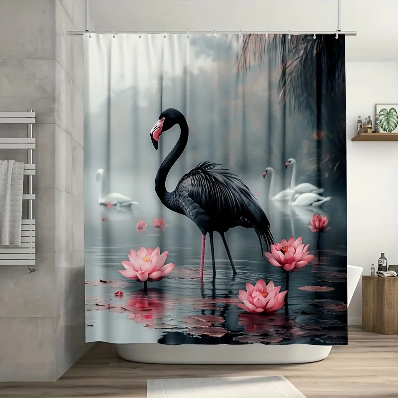 1PC Black Flamingo Shower Curtain, Durable Polyester, Easy Clean, for Bathroom & Window Decor
1PC Black Flamingo Shower Curtain, Durable Polyester, Easy Clean, for Bathroom & Window Decor