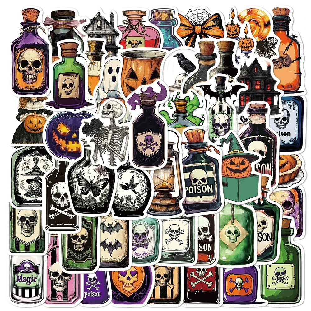 10/30/50pcs Halloween Potion Bottle Cartoon Stickers Gothic Skull Pharmacy Decal for Luggage Phone Car Suitcase Cool Sticker Toy
10/30/50pcs Halloween Potion Bottle Cartoon Stickers Gothic Skull Pharmacy Decal for Luggage Phone Car Suitcase Cool Sticker Toy