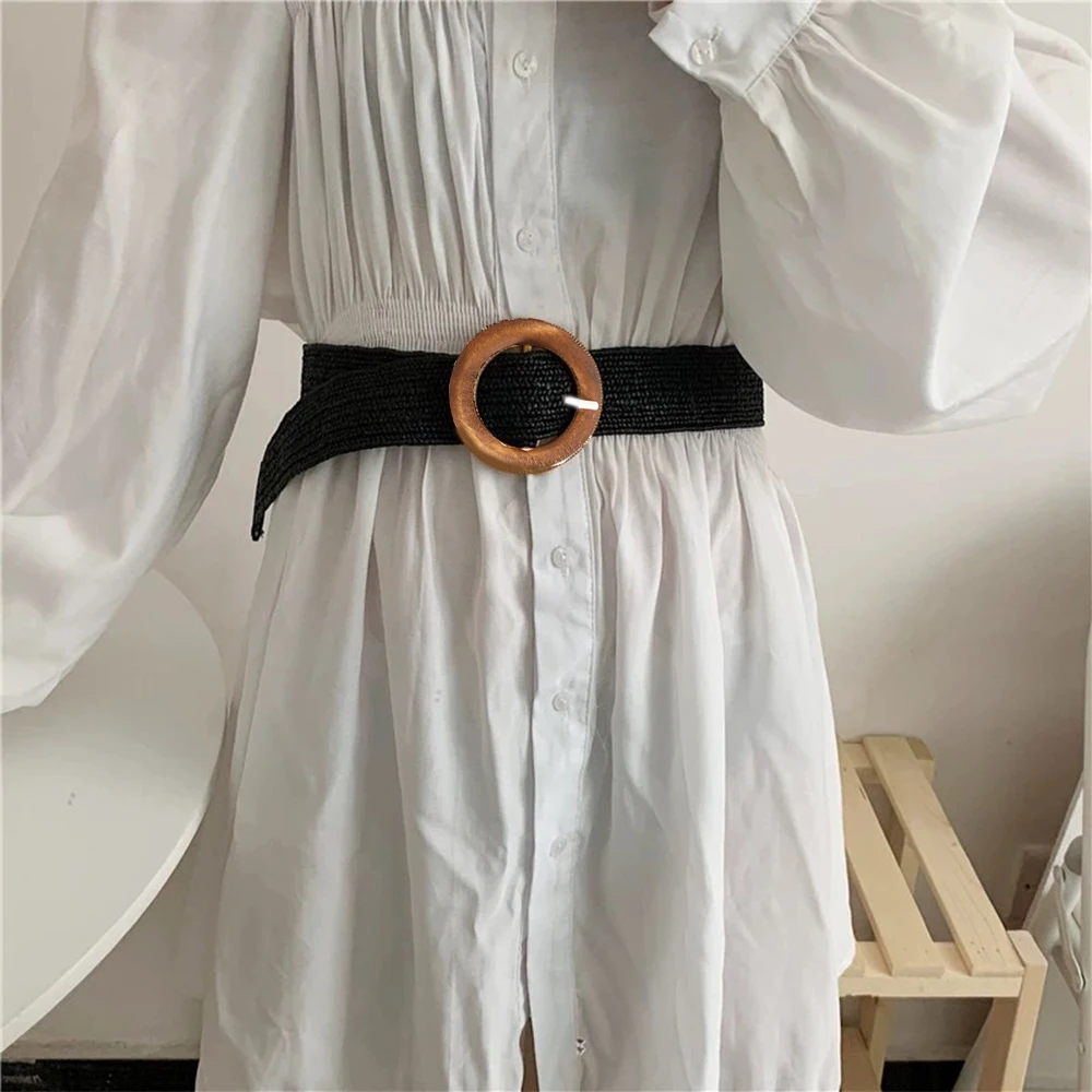 Retro Boho Braided Waist Belt Round Wooden Buckle Woven Wide Belts Women Adjustable Fashion Straw Waistband Decor
Retro Boho Braided Waist Belt Round Wooden Buckle Woven Wide Belts Women Adjustable Fashion Straw Waistband Decor