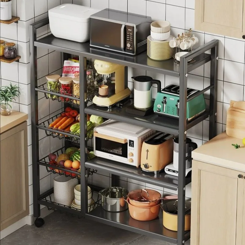 New kitchen rack integrated against the wall, multi-layer storage rack for kitchen vegetable seasonings, refrigerator side
New kitchen rack integrated against the wall, multi-layer storage rack for kitchen vegetable seasonings, refrigerator side