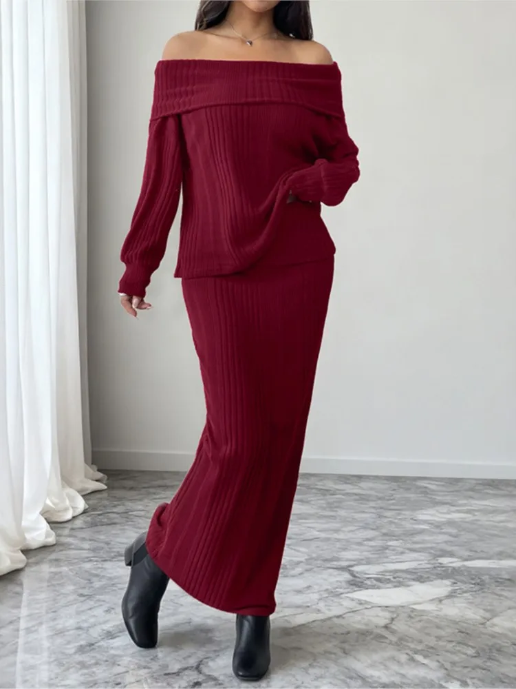 Winter Clothes Woman Pulls Femmes Woman 2 Piece Set Outfit One-shoulder Knitted Solid Color Simple Style Sweater All-match Hot
Winter Clothes Woman Pulls Femmes Woman 2 Piece Set Outfit One-shoulder Knitted Solid Color Simple Style Sweater All-match Hot
