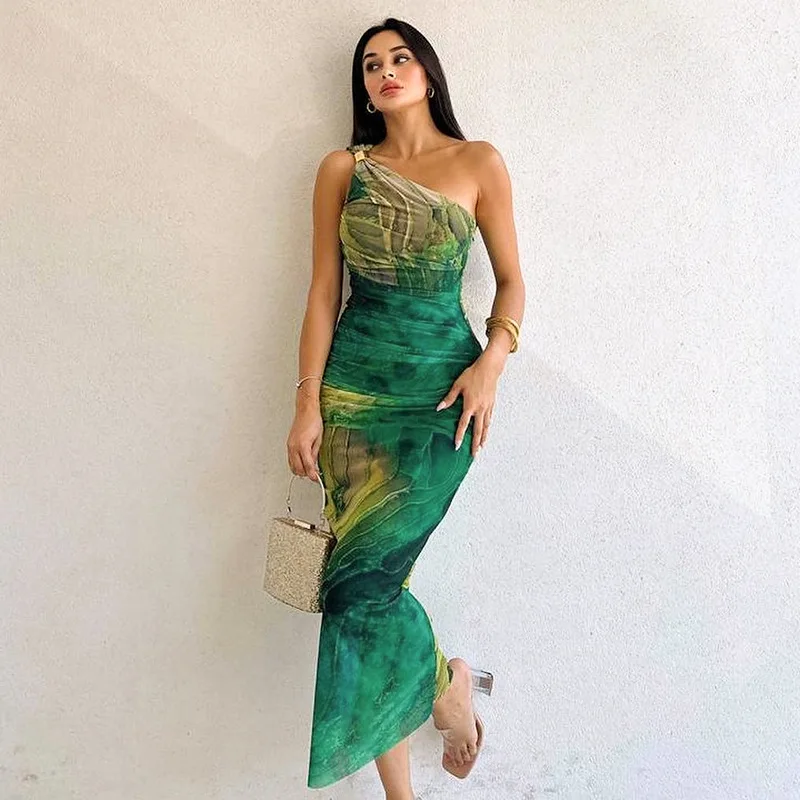 SKMY 2025 Summer Sexy One-Shoulder Bodycon Dress - Floral Print Slim Fit Party & Beach Wear, Versatile Strap Design
SKMY 2025 Summer Sexy One-Shoulder Bodycon Dress - Floral Print Slim Fit Party & Beach Wear, Versatile Strap Design