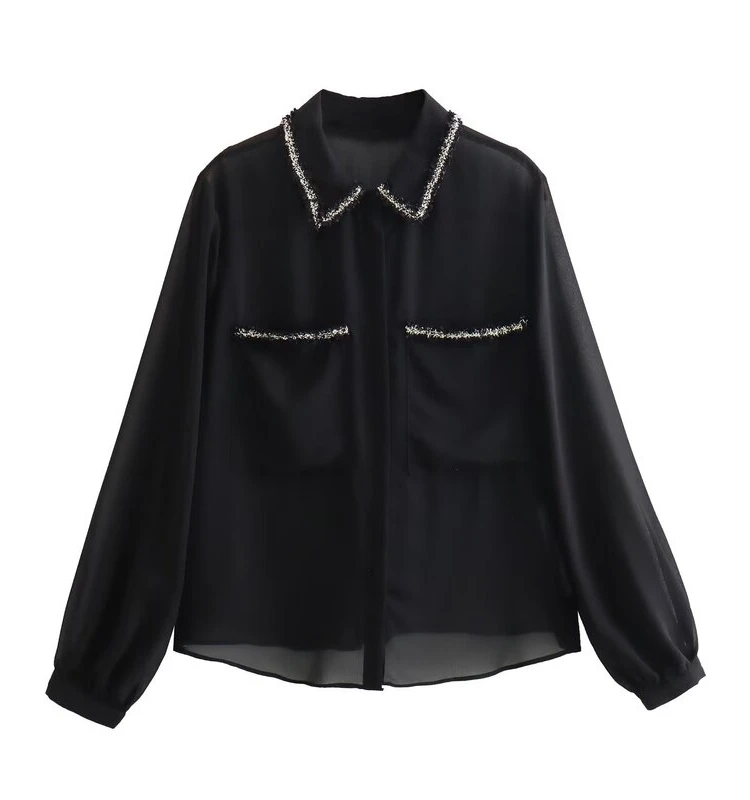 Faionable Semi-Transparent Texture Patchwork irt New Arrival Women's Wear Straight Cut Long Sve Collar Classic Sle
Faionable Semi-Transparent Texture Patchwork irt New Arrival Women's Wear Straight Cut Long Sve Collar Classic Sle