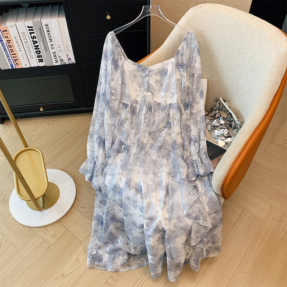 Spring and autumn plus size women's casual loose long-sleeved floral dress Fashion ruffled party dress 2025 new clothing large
Spring and autumn plus size women's casual loose long-sleeved floral dress Fashion ruffled party dress 2025 new clothing large