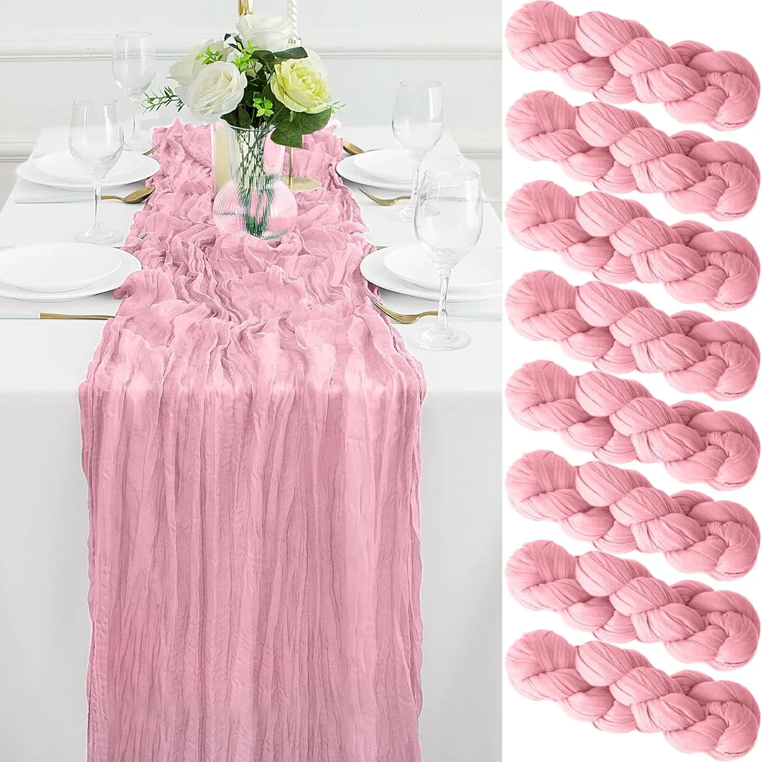 8Pcs Light Pink Cheesecloth Table Runner 10FT Gauze Cheese Cloth Table Runner 35x120Inch Long Boho Spring Easter Table Runners
8Pcs Light Pink Cheesecloth Table Runner 10FT Gauze Cheese Cloth Table Runner 35x120Inch Long Boho Spring Easter Table Runners