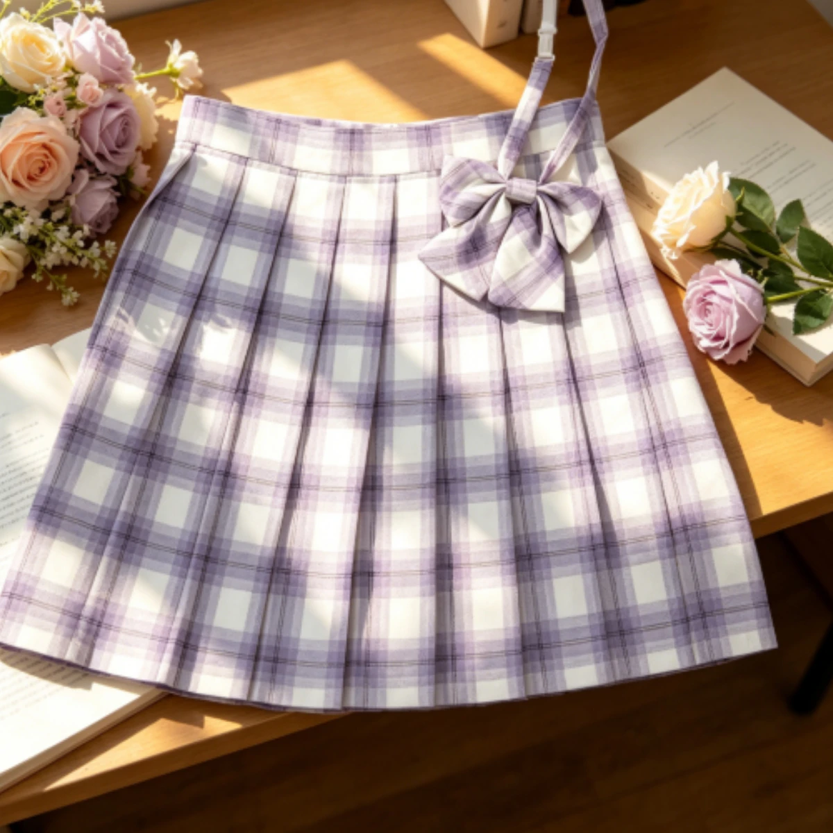 Japanese College Style Purple Plaid Pleated Skirt, High Waist Slim JK Plaid Skirt School Uniform for Campus Daily Casual Wear
Japanese College Style Purple Plaid Pleated Skirt, High Waist Slim JK Plaid Skirt School Uniform for Campus Daily Casual Wear