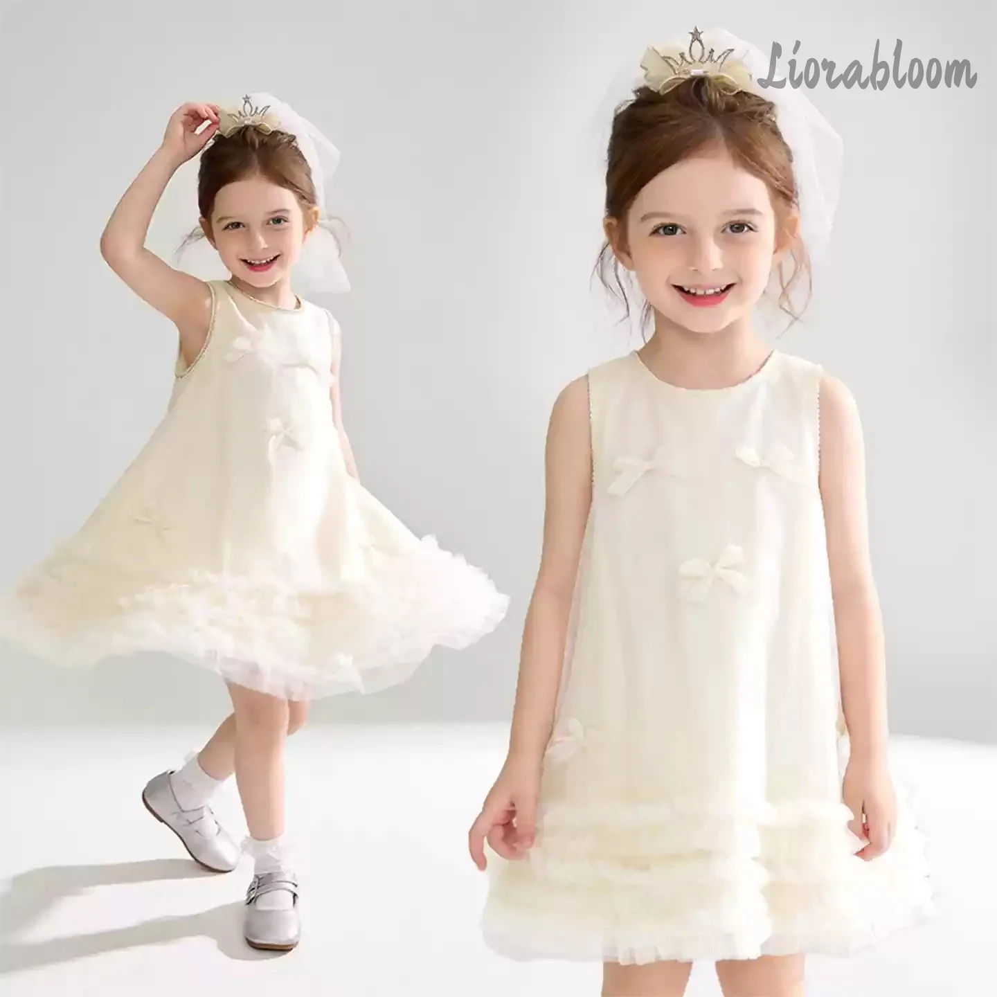 Girls' Elegant Wedding Attire Flower Girl Dress Adorned 3D Bow Accents Women's Wedding Party Attire Dress свадебное платье
Girls' Elegant Wedding Attire Flower Girl Dress Adorned 3D Bow Accents Women's Wedding Party Attire Dress свадебное платье