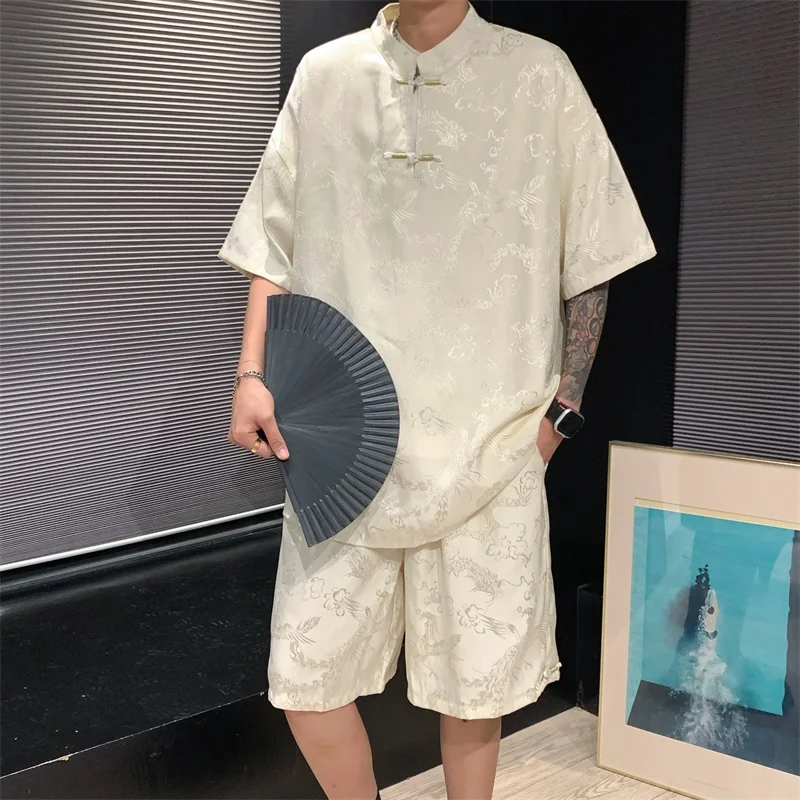 Summer Men's Tracksuit Man Casual Large Size Fashion Suits Chinese Shirt And Shorts Two-piece Training Set Streetwear Clothing
Summer Men's Tracksuit Man Casual Large Size Fashion Suits Chinese Shirt And Shorts Two-piece Training Set Streetwear Clothing