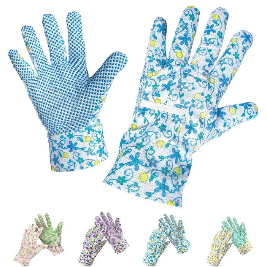 Blue Floral Gardening Gloves for Women 9 Inches. 12 Pack Cn Garden Gloves. Washable Soft Garden Gloves with Dots. Light Gardeni
Blue Floral Gardening Gloves for Women 9 Inches. 12 Pack Cn Garden Gloves. Washable Soft Garden Gloves with Dots. Light Gardeni