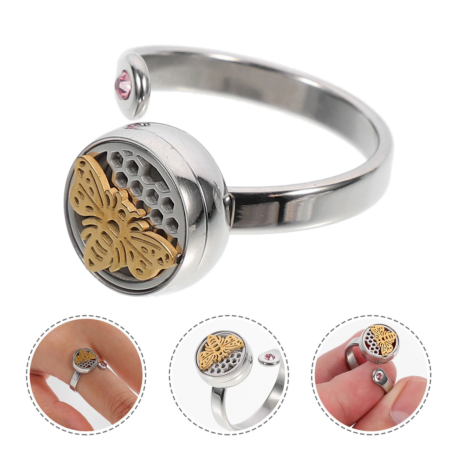 Aromatherapy Stainless Steel Open Finger Rings Essential Oil Adjustable Decorative Banquets Parties Gifts Eye catching
Aromatherapy Stainless Steel Open Finger Rings Essential Oil Adjustable Decorative Banquets Parties Gifts Eye catching