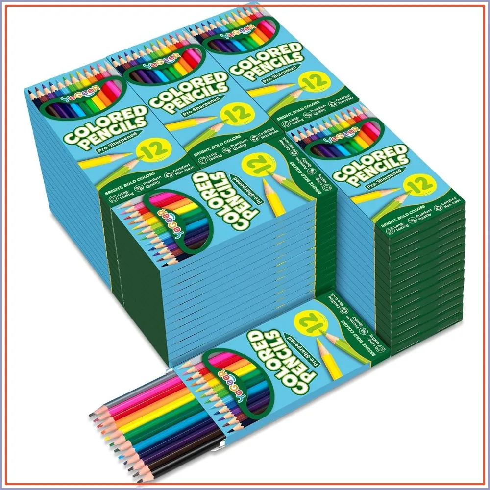 1200 Colored Pencils Bulk, 12 Assorted Colors, 100 Packs Pre-sharpened for Teachers, Classroom Prizes, Back to School Supplies
1200 Colored Pencils Bulk, 12 Assorted Colors, 100 Packs Pre-sharpened for Teachers, Classroom Prizes, Back to School Supplies