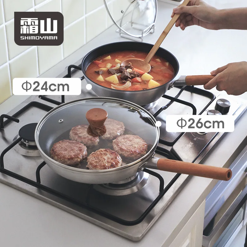 SHIMOYAMA Nonstick Frying Pan Set 20/24/26cm Flat Skillet Kitchen Fry Pan Aluminum Alloy with Wood Handle Glass Lid
SHIMOYAMA Nonstick Frying Pan Set 20/24/26cm Flat Skillet Kitchen Fry Pan Aluminum Alloy with Wood Handle Glass Lid