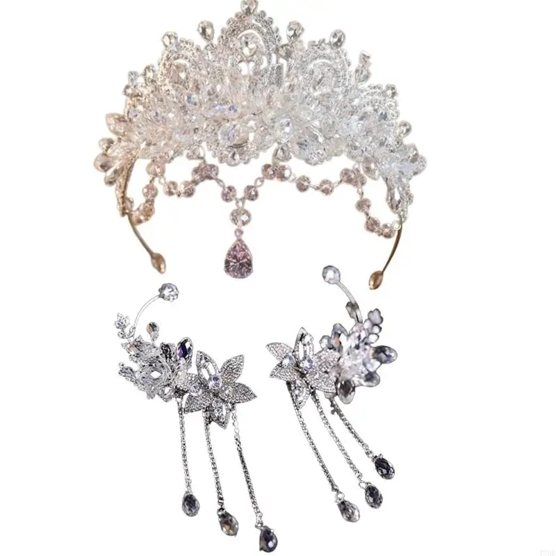 77HE Frosted Rhinestones Wedding Crowns With Matching Earrings For Special Event Costuming
77HE Frosted Rhinestones Wedding Crowns With Matching Earrings For Special Event Costuming