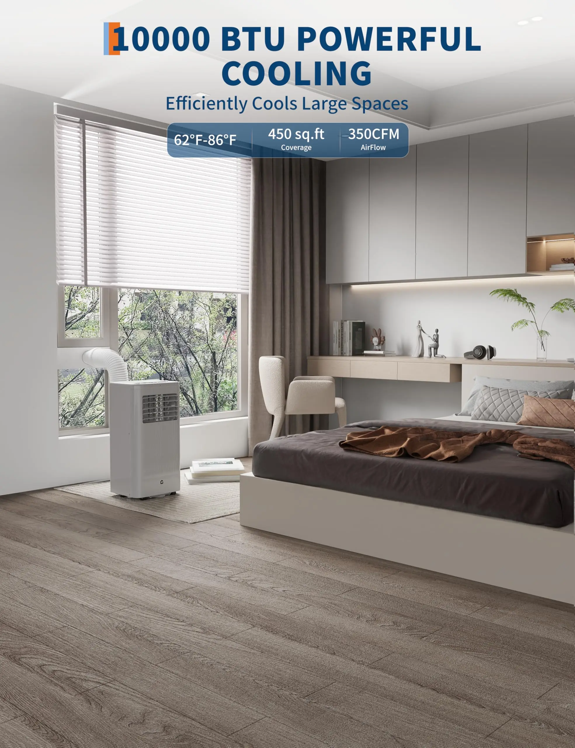 10000 BTU Portable Air Conditioner, 3-In-1 Cooling Dehumidifier & Fan For 450 Sq.Ft Room, Quiet AC Unit With Remote & Window Kit
10000 BTU Portable Air Conditioner, 3-In-1 Cooling Dehumidifier & Fan For 450 Sq.Ft Room, Quiet AC Unit With Remote & Window Kit