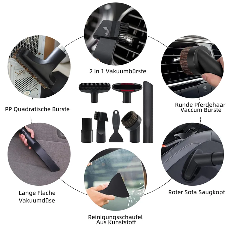ABVI-Vacuum Cleaner Accessory Set, Universal Nozzles 32-35 Mm, Including Crevice Nozzle, Car Nozzle And Upholstery Brush
ABVI-Vacuum Cleaner Accessory Set, Universal Nozzles 32-35 Mm, Including Crevice Nozzle, Car Nozzle And Upholstery Brush
