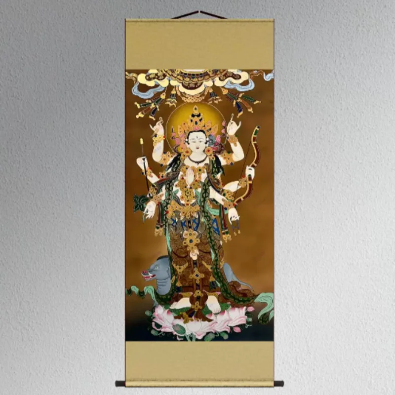 Antique silk Mahayana Bodhisattva scroll hanging painting home entrance offering Feng Shui auspicious wall decoration painting
Antique silk Mahayana Bodhisattva scroll hanging painting home entrance offering Feng Shui auspicious wall decoration painting