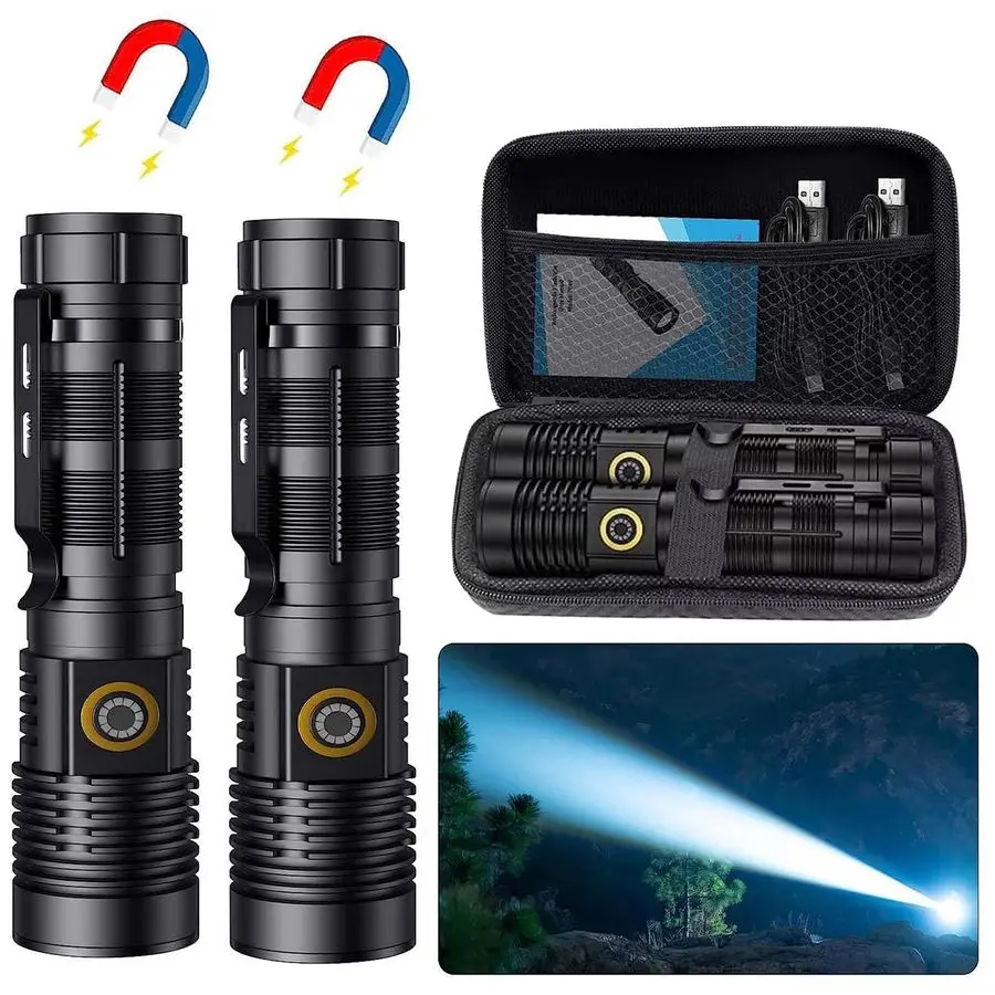 Rechargeable Tactical Flashlights High Lumens 1500 Meters Long Beam Super Bright LED Magnetic Flashlight USB Zoomable 5Modes Sma
Rechargeable Tactical Flashlights High Lumens 1500 Meters Long Beam Super Bright LED Magnetic Flashlight USB Zoomable 5Modes Sma