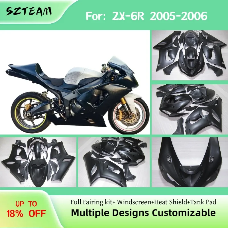 Для Kawasaki ZX 6R 2005 2006, матовые черные обтекатели для мотоцикла, индивидуальный комплект обтекателей ABS Prime ZX6R 05 06
Для Kawasaki ZX 6R 2005 2006, матовые черные обтекатели для мотоцикла, индивидуальный комплект обтекателей ABS Prime ZX6R 05 06