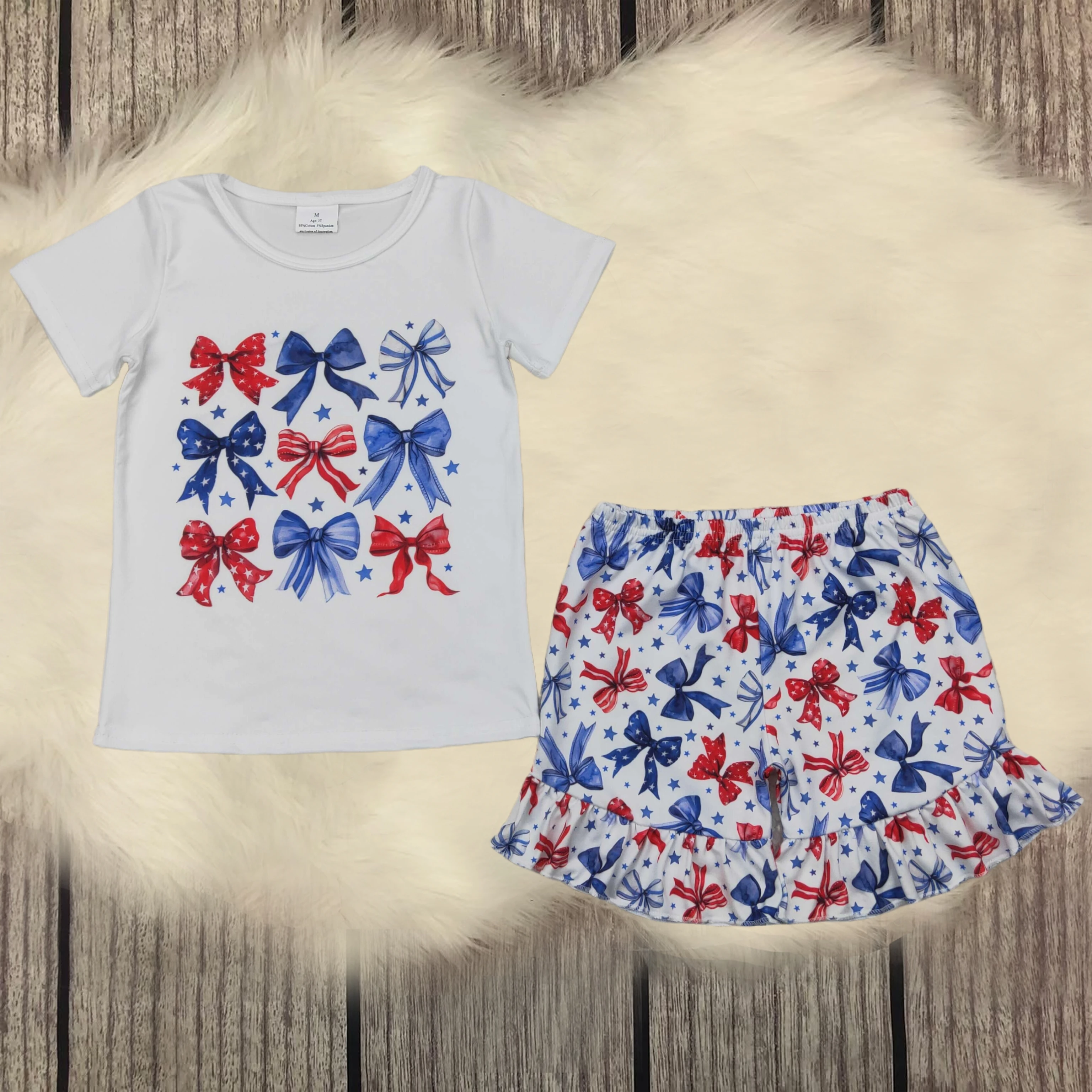 Wholesale Baby Girls Blue Red Bows Stars Top Ruffle Shorts Clothes Kids Children 4th Of July Sets Infant Holiday Cute Clothing
Wholesale Baby Girls Blue Red Bows Stars Top Ruffle Shorts Clothes Kids Children 4th Of July Sets Infant Holiday Cute Clothing