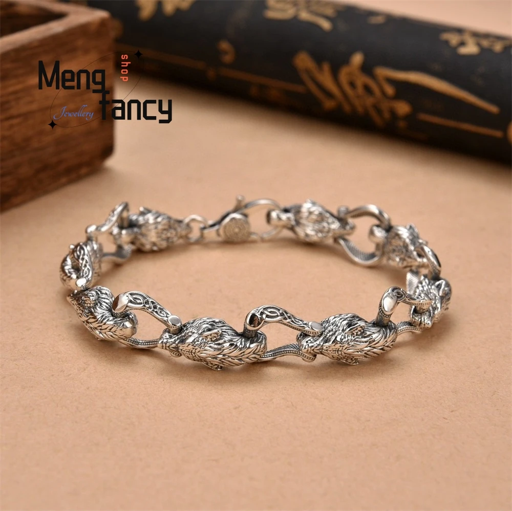 New S925 Silver Wolf Travels The World Men's Bracelet Features A Retro And Creative Design With A Bold And Imposing Look Elegant
New S925 Silver Wolf Travels The World Men's Bracelet Features A Retro And Creative Design With A Bold And Imposing Look Elegant