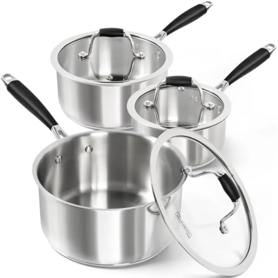 Triply Stainless Steel Saucepan with Lid 6 Pcs Stainless Steel Sauce Pan with Bakelite Handle Multipurpose Saucepans Set for Ki
Triply Stainless Steel Saucepan with Lid 6 Pcs Stainless Steel Sauce Pan with Bakelite Handle Multipurpose Saucepans Set for Ki