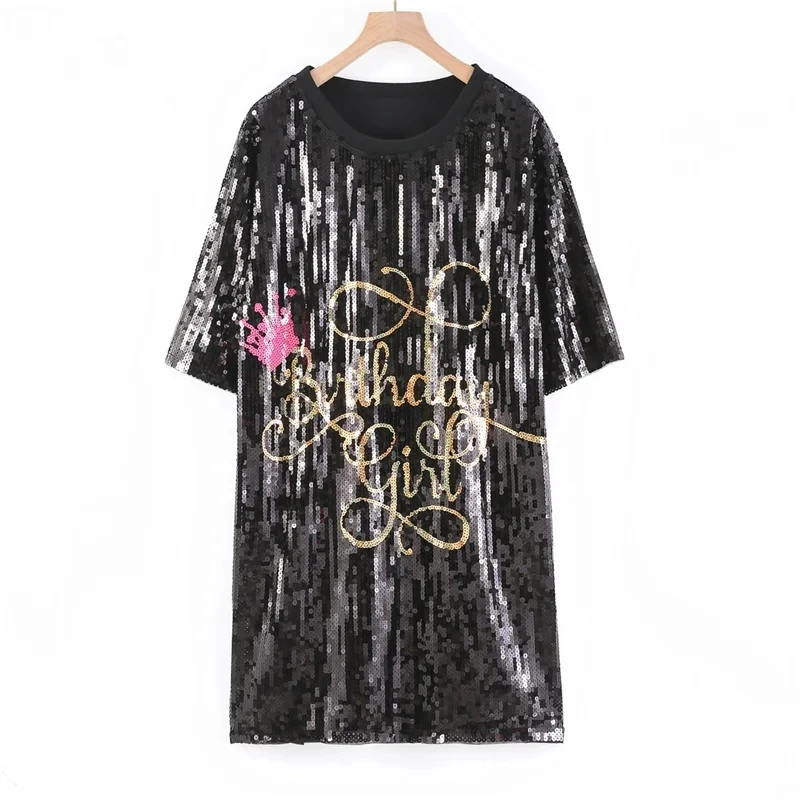 Summer New Fashion Short Sleeve Letter Loose Women's Tops Sequins Streetwear Night Club Hip Hop Straight Round Neck T-Shirt
Summer New Fashion Short Sleeve Letter Loose Women's Tops Sequins Streetwear Night Club Hip Hop Straight Round Neck T-Shirt