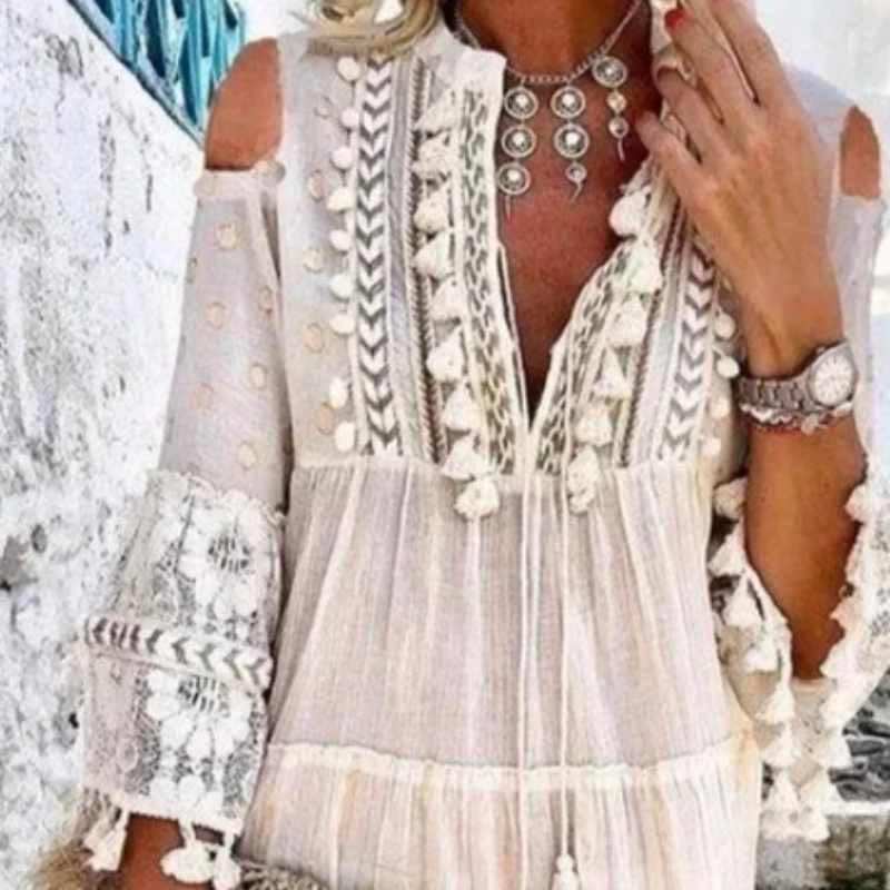 Elegant Women's Casual Dresses Summer Plus Size Lace Boho Beach Sundress Sexy Off Shoulder Vacation Holiday Tassel V Neck Dress
Elegant Women's Casual Dresses Summer Plus Size Lace Boho Beach Sundress Sexy Off Shoulder Vacation Holiday Tassel V Neck Dress