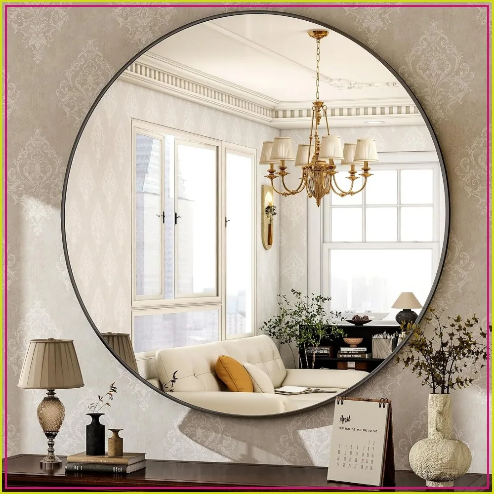 30" Round Wall Mirror, Black Aluminum Frame for Bathroom, Living Room, Bedroom, Entryway
30" Round Wall Mirror, Black Aluminum Frame for Bathroom, Living Room, Bedroom, Entryway