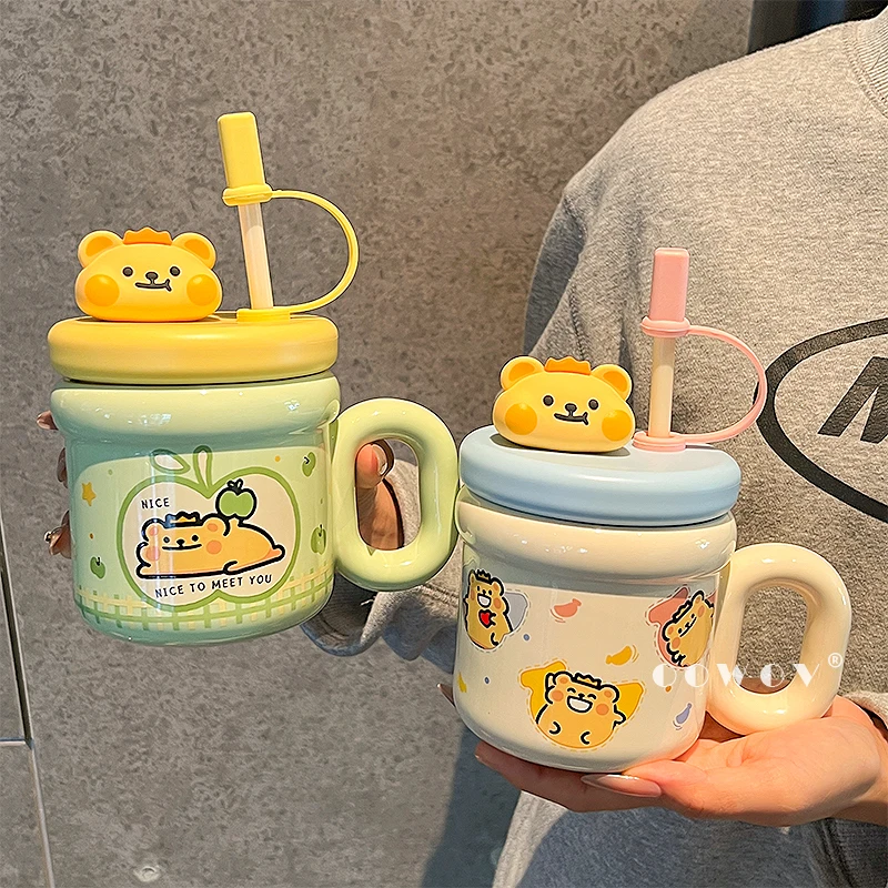 Керамическая кружка с милым мультяшным маленьким медвежонком и крышкой, пара чашек для воды, высокое эстетическое значение, офисная домашняя кружка для разделения чая, подарок 
Керамическая кружка с милым мультяшным маленьким медвежонком и крышкой, пара чашек для воды, высокое эстетическое значение, офисная домашняя кружка для разделения чая, подарок