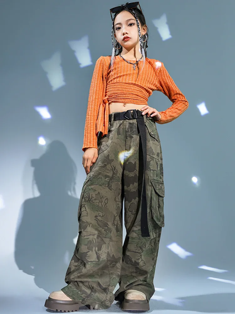 Kid Hip Hop Clothing Orange Ribbed Long Sleeve Crop Top Casual Camouflage Cargo Pants for Girl Boy Jazz Dance Costume Clothes
Kid Hip Hop Clothing Orange Ribbed Long Sleeve Crop Top Casual Camouflage Cargo Pants for Girl Boy Jazz Dance Costume Clothes