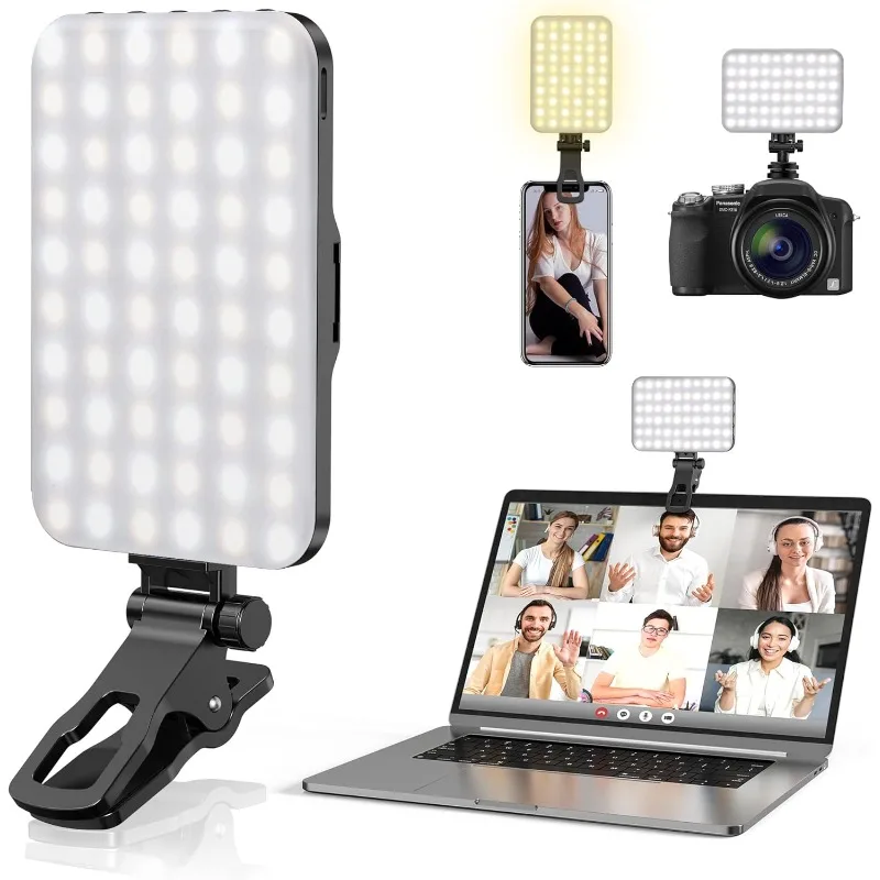 Selfie Light, 60 LED 2200mAh Rechargeable Cell Phone Fill Light 7 Modes, 10-Level Brightness, Portable Clip on Light for Phone/T
Selfie Light, 60 LED 2200mAh Rechargeable Cell Phone Fill Light 7 Modes, 10-Level Brightness, Portable Clip on Light for Phone/T