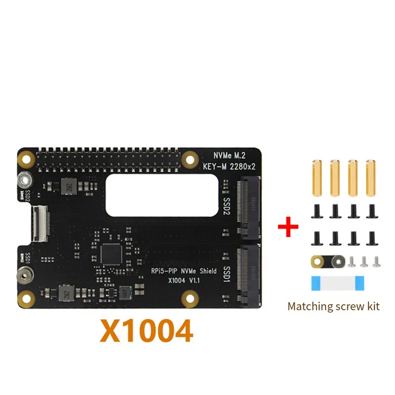 A13E-X1004 Raspberry Pi 5 Pcie To M. 2 2280 Dual Nvme SSD Adapter Board HAT Pi5 Support BOOT From NVME SSD
A13E-X1004 Raspberry Pi 5 Pcie To M. 2 2280 Dual Nvme SSD Adapter Board HAT Pi5 Support BOOT From NVME SSD