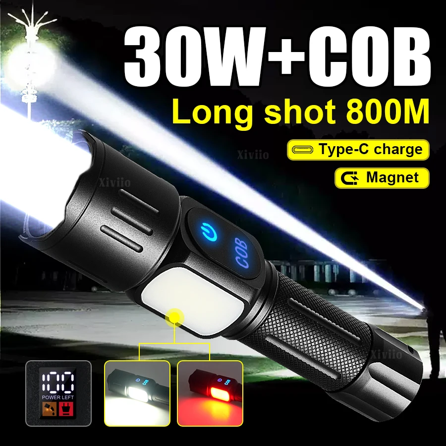 Portable Handheld Flashlight Long Shot 800M Rechargeable LED Torch With COB Light Zoomable Type-C Tactical Lantern For Camping
Portable Handheld Flashlight Long Shot 800M Rechargeable LED Torch With COB Light Zoomable Type-C Tactical Lantern For Camping