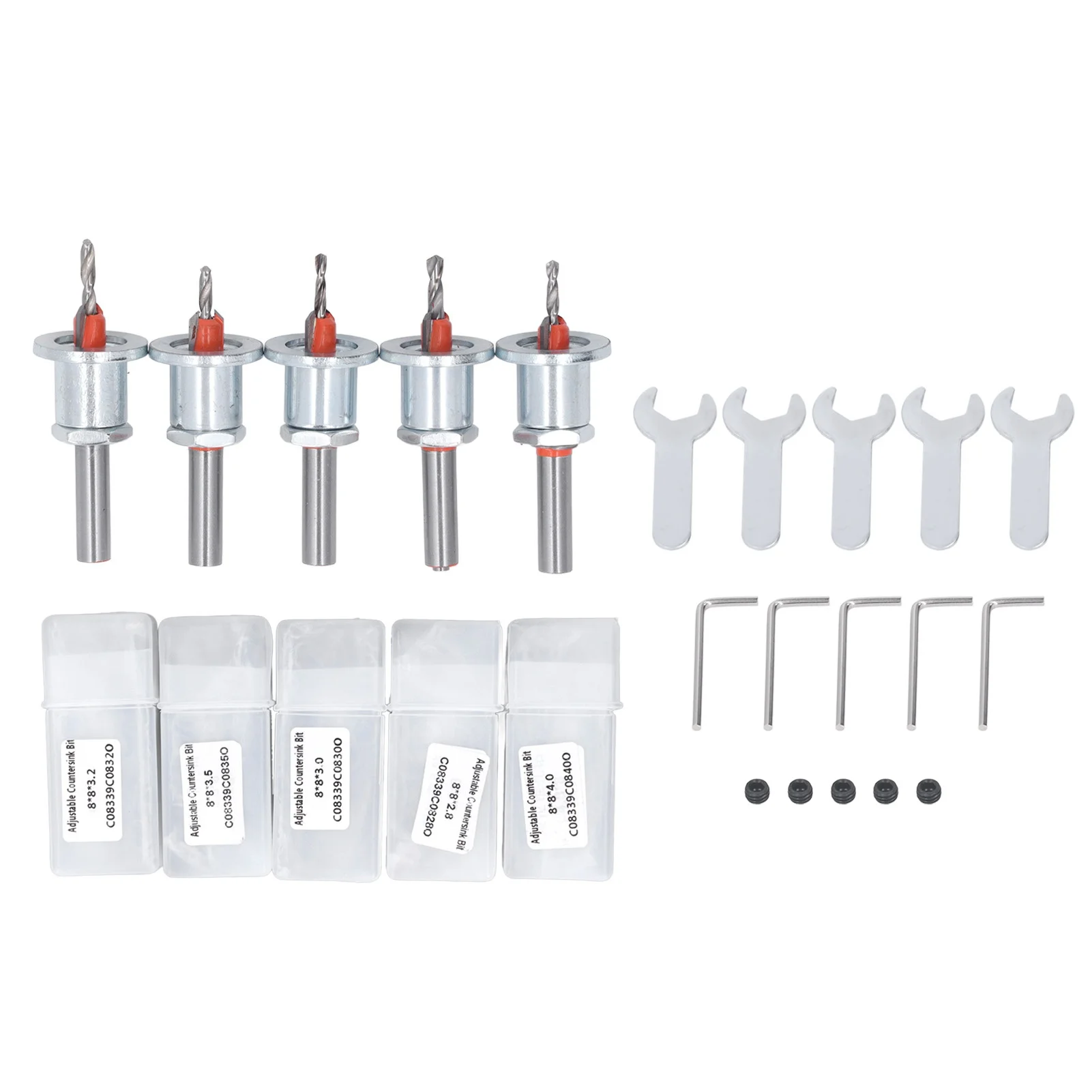 5Pcs Countersink Drill Bit Set Adjustable Replacement Combo with Case for Wood Metal Power Tool
5Pcs Countersink Drill Bit Set Adjustable Replacement Combo with Case for Wood Metal Power Tool