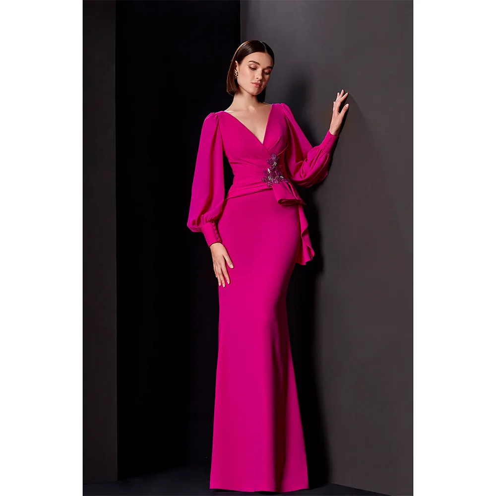 Customized V Neck Long Sleeves Evening Dresses Mermaid Long Bridal Wedding Party Girl Prom Gowns for Mother of The Bride Dresses
Customized V Neck Long Sleeves Evening Dresses Mermaid Long Bridal Wedding Party Girl Prom Gowns for Mother of The Bride Dresses
