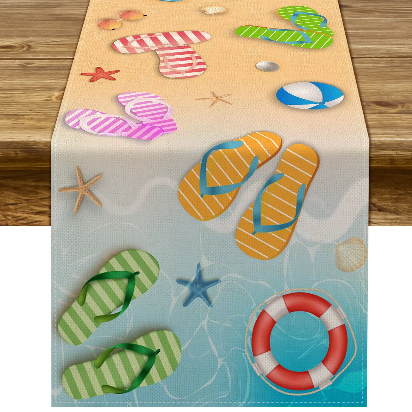 Summer Beach Table Runner Flip Flops Seaside Themed Birthday Seasonal Holiday Party Kitchen Dinning Room Home Decoration
Summer Beach Table Runner Flip Flops Seaside Themed Birthday Seasonal Holiday Party Kitchen Dinning Room Home Decoration