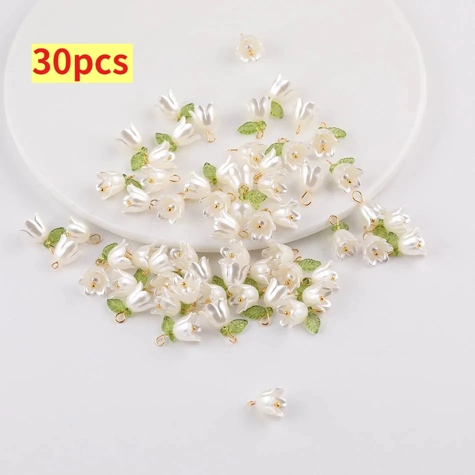 30pcs Cute Pearl Bell Orchid Pendant Green Leaf Flower for DIY Jewelry Making Accessories Handmade Earring Necklace Bracelet
30pcs Cute Pearl Bell Orchid Pendant Green Leaf Flower for DIY Jewelry Making Accessories Handmade Earring Necklace Bracelet