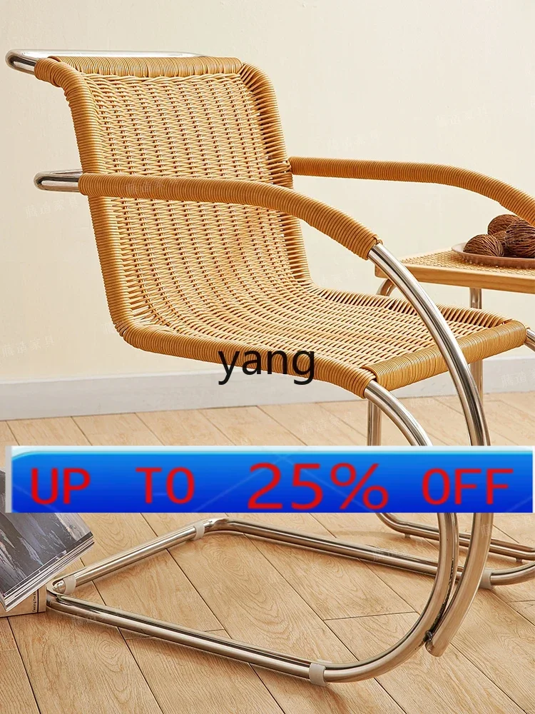 LTT rattan dining chair retro elbow stainless steel designer creative single chair casual backrest
LTT rattan dining chair retro elbow stainless steel designer creative single chair casual backrest
