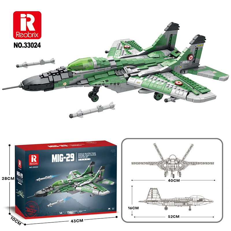 Reobrix MiG-29 Fighter Jet Building Blocks Set - 1837 Pcs Single-Seater Twin-Engine Military Aircraft Model Toy for Collectors
Reobrix MiG-29 Fighter Jet Building Blocks Set - 1837 Pcs Single-Seater Twin-Engine Military Aircraft Model Toy for Collectors
