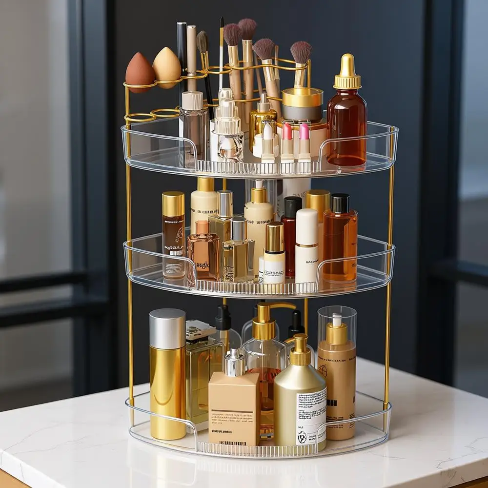Акриловый трехъярусный органайзер для макияжа с подставкой для духов и держателем для кистей, простая сборка, идеально подходит для туалетного столика и столешниц в ванной комнате.
Акриловый трехъярусный органайзер для макияжа с подставкой для духов и держателем для кистей, простая сборка, идеально подходит для туалетного столика и столешниц в ванной комнате.