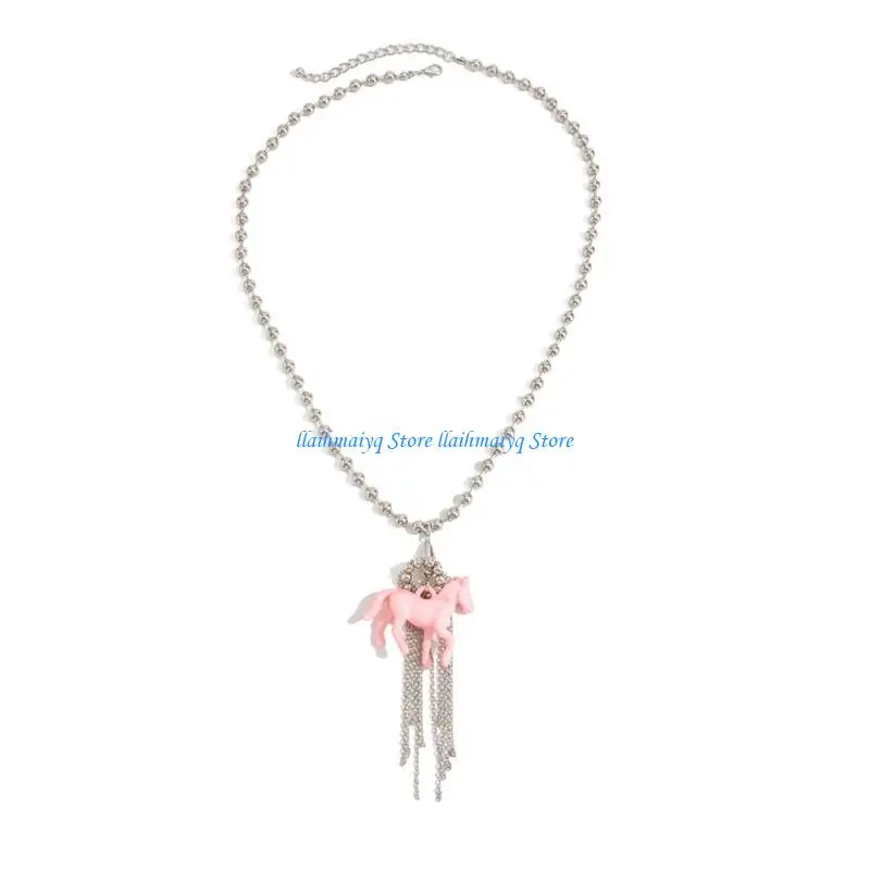 573B Delicate Horse Bead Fringe Necklace Adjustable Neck Chain For Various Outfits
573B Delicate Horse Bead Fringe Necklace Adjustable Neck Chain For Various Outfits