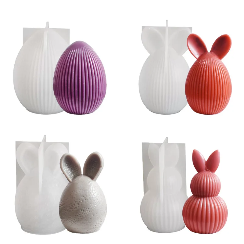 Easter Egg Rabbit Scented Candle Silicone Mold, Epoxy DIY Creative Stripe Faceless Rabbit Gypsum Ornament 
Easter Egg Rabbit Scented Candle Silicone Mold, Epoxy DIY Creative Stripe Faceless Rabbit Gypsum Ornament
